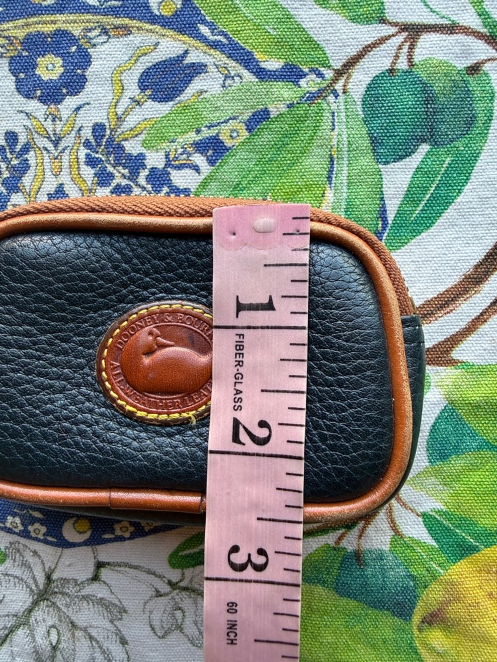 Dooney & Bourke Black Pebbled Leather Key & Card Holder with Brown Trim - Picture 9 of 10